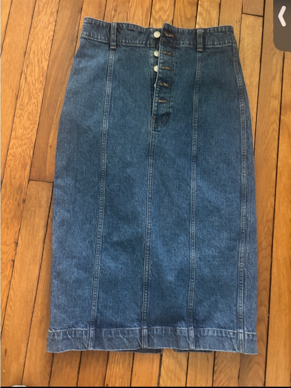 Madewell Dark Blue Button-Front Denim Midi Skirt